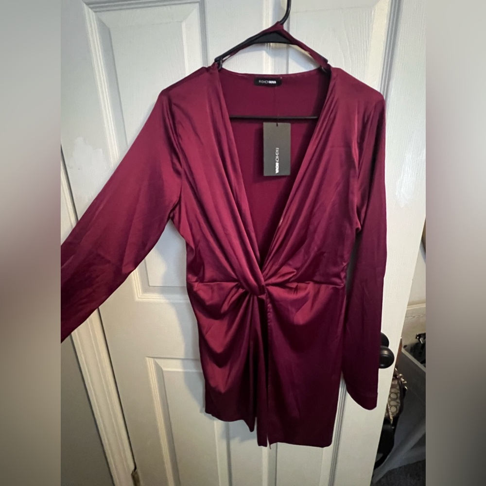 Fashion Nova Satin Berry Dress